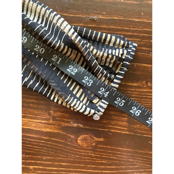 VTG Valerie Stevens Sheer Silk Geo Print Blouse XL Brown Black Fall Trend City - Picture 15 of 16